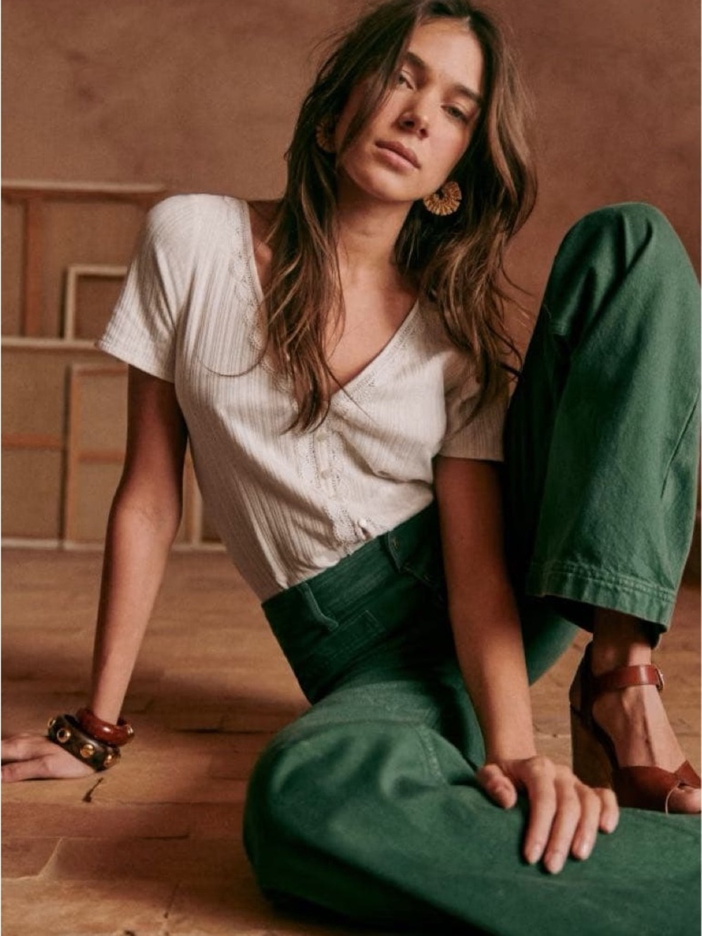 Sezane Maddie t-shirt in cream size S